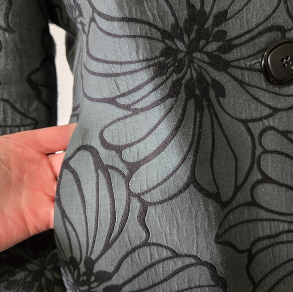 BAIA- Dark Teal Dress Jacket With Black Floral Print. Size 8 - Picture 5 of 13